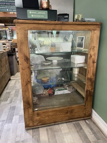 Vintage wooden display cabinet - wooden,