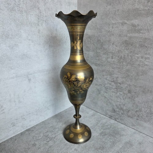 Vintage brass bud vase - brass,