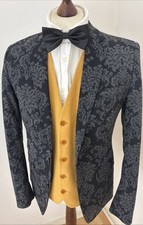 Mens Devil’s Advocate Tuxedo Brocade Pattern DJ Evening Smoking Men’s 38R