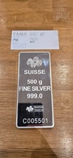 silver bar 500g pamp suisse