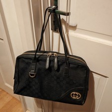 Gucci GG Canvas Britt Boston Bag in Black
