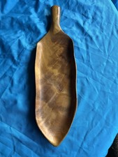 House of monkey pod wood leaf tray Hawaiian Hawaii rolling serving 