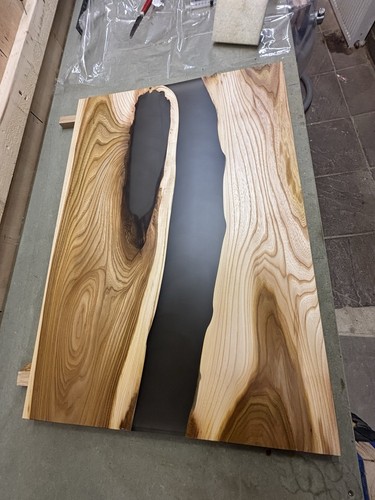Elm wood river resin table - elm,