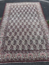 AUTHENTIC Vintage QUMM Persian Rug 212x320cm Hand Knotted Wool & Silk–Circa 1960
