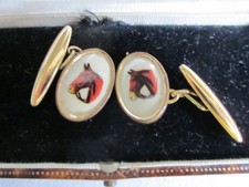 Vintage Pair Horses Head Cufflinks Oval Shape