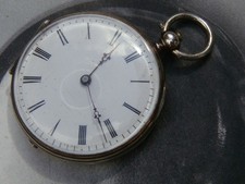 Vintage antique pocket watch engraved lute player bullseye glass & key runs well