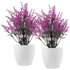  2 Pcs Realistic Fake Plants Small Bonsai Figurine Simulation Potted