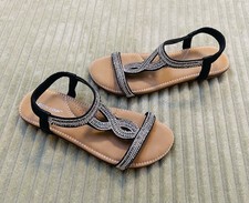 New Dunlop Ladies Silver Sandals Size 41 8 Elastic Padded Soles Summer Beach