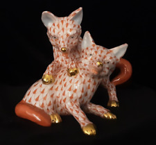 HEREND Fox Cubs Playing Orange