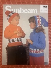 BOYS GIRLS KIDS CATS & DOLLS JUMPER & HAT 20”-24” VTG KNITTING PATTERN 537