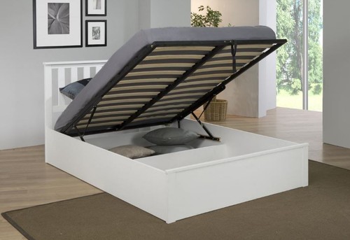 White wooden ottoman bed 4ft6 - white,