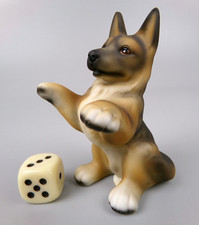 Harvey Knox Alsatian Dog Puppy Figurine. Bisque Porcelain. HK D421B. Vintage. 3"