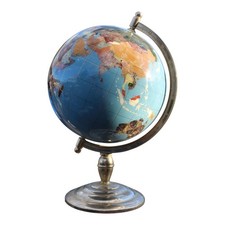 Beautiful Large 22" Tall Blue Lapis Gemstone World Globe On Polished Brass Stand