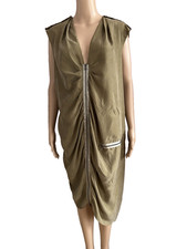 JOSEPH Pure Silk Omaha Parachute Olive Green Midi Dress UK 14 US 10 FR 42 EUC