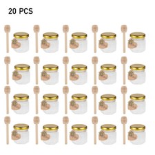 20X Clear Glass Jam Jars Airtight Honey Chutney Jelly Storage Preserve Bottles 