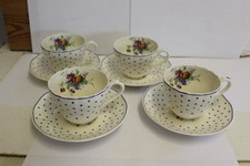 Copeland  Spode Polka Dot  Four 4 x  Tea  Cups And Saucers Set