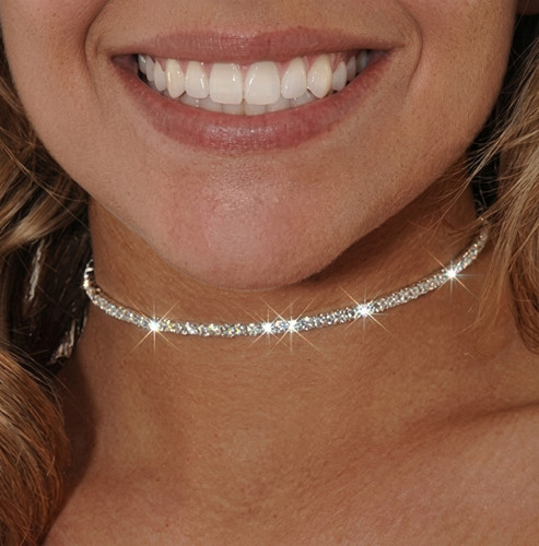 Rhinestone necklace choker - rhinestone,
