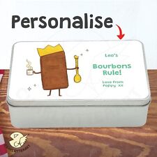 Personalised tin gift, bourbon biscuit tin novelty gift for christmas birthdays
