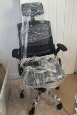 Ergonomic Office Chair Lumbar Support Adjustable Headrest High Back Black UK