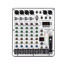 6-Channel Audio Mixer,ARVOMIC DJ Mixer with USB Audio 16 DSP Bluetooth Effects