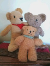 Vintage Teddy Bears OOAK unusual eyes handmade lot of 3 one tatty