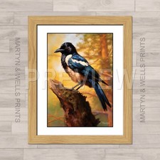 Magpie print. by L Martyn. A4