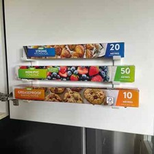 Kitchen Storage Brackets for Tin Foil Cling Film Mount on Wall / Inside Cupboard