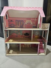 Large Wooden Dollhouse Playset Kids Role Play Toy Educational Doll House Mansion