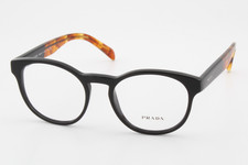 Prada VPR16T Unisex Round Glasses Frame Black, Havana Brown 50mm