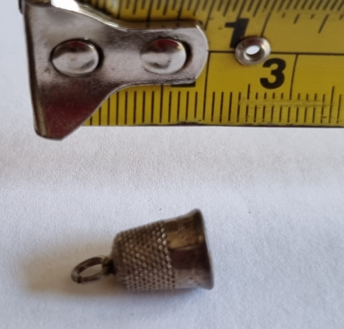 Tiny silver thimble charm - , from