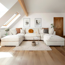 New U Shape/ L Shape Corner Sofa Set with Footstools -Living Room 6 Seater Couch