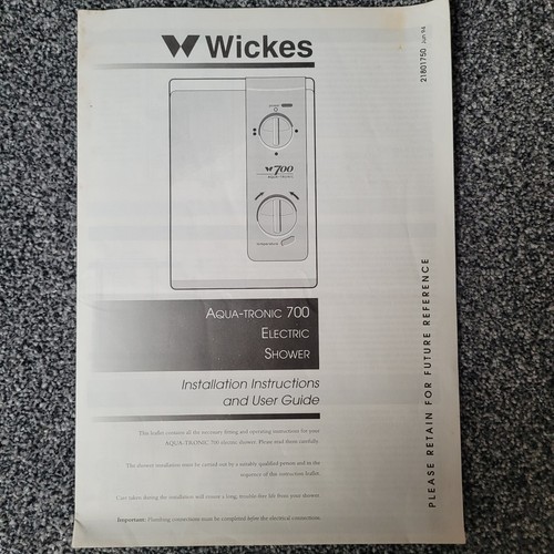 Wicks aqua tronic 700 - wicks, manual
