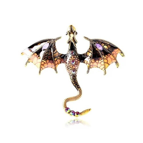 Enamel dragon brooch vintage - brooch,