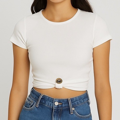 Elodie short sleeve - short, ribbed