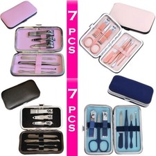 Manicure Pedicure Cuticle Kit 7 Pcs Set Nail Care Clipper Cutter Case Gift Set