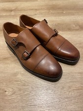 Hammond & Co mens TAN LEATHER DOUBLE BUCKLE MONKSTRAP SHOES  UK 8  new  £150