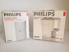 Vintage Philips Mini Jug Kettle HD4382 Non Automatic & Travel Duo HD4372 -TESTED