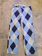 Loudmouth Golf Trousers Blue Harlequin Diamond, Size W32 L32