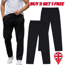 Mens Joggers Open Hem Tracksuit Jogging Bottoms Fleece Sweatpants Gym Trousers