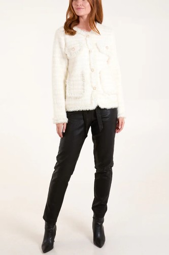 Women boucle cardigan - boucle, jacket
