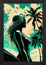 Surfer Girl Framed Wall Art