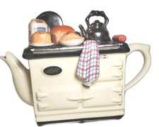 The Teapottery Baking Day AGA Stove Teapot Novelty England 7.5" X 11 X 3
