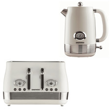 Daewoo Denver Retro Matching Kettle and Toaster Set 1.5 Litre Rapid Boil 4 Slice