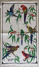 Vintage Australian Parrots Hand Printed Tea Towel Cloth New