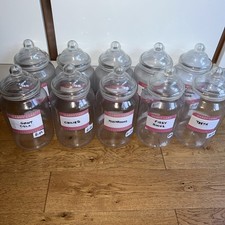 10 X Victorian Plastic Sweet Jars, Used Sweet Jars, Storage, Jars.