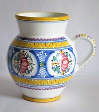 Modra Slov Keramika Ceramic Pottery Pitcher Floral Vase Jug Czech Collector