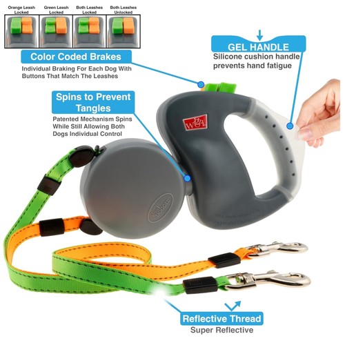 Dual dog retractable leash - dual,