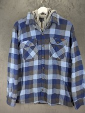 Stanley Lumberjack Shirt Jacket Size Large Hoodie Lined Plaid Flannel Snap & Zip