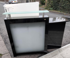 Black gloss D.I.R point of contact counter reception desk bar with glass front