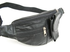 Leather waist belt, bum bag, money pouch  Glove soft  Small, black, unisex.